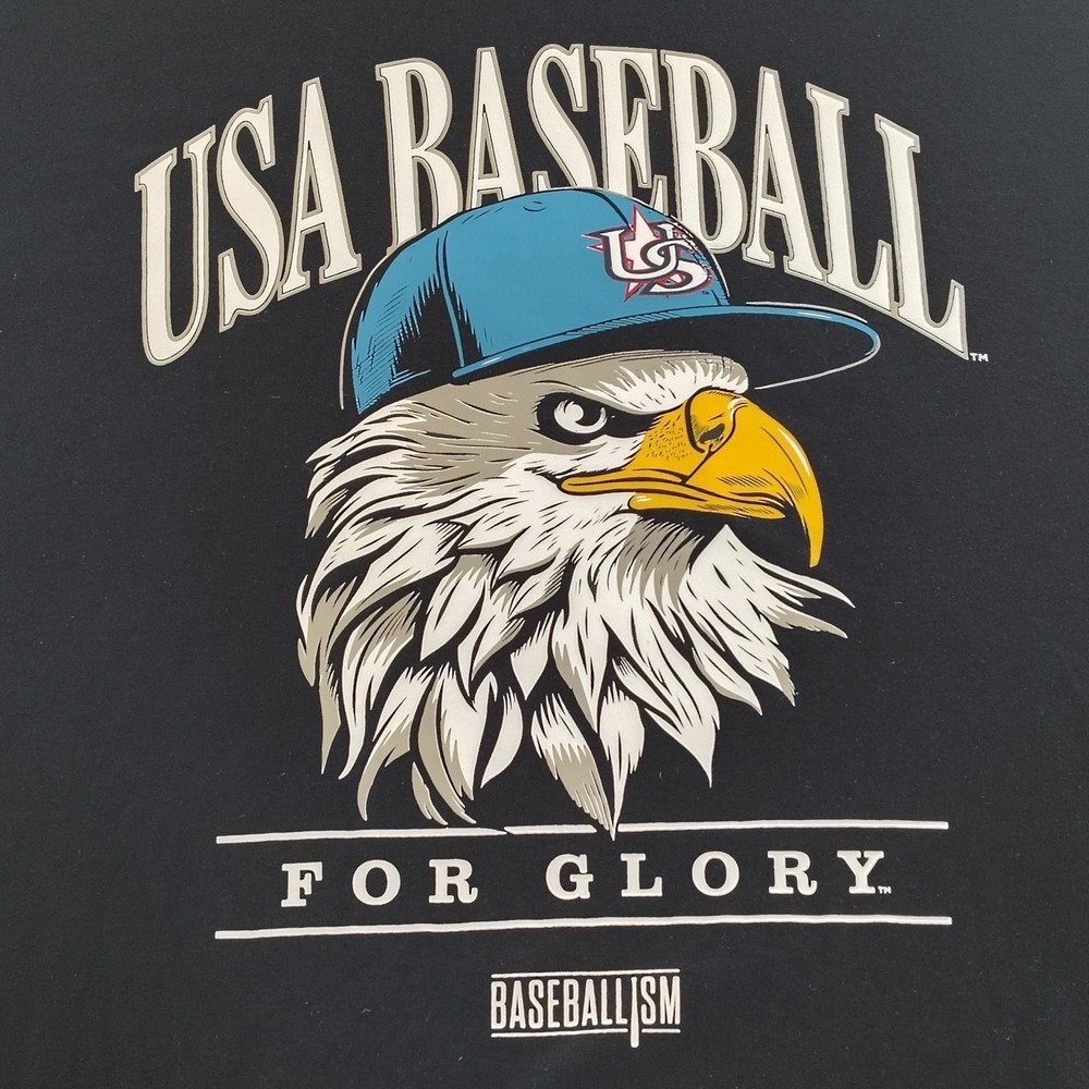 USA‎ Baseball Freedom Eagle Men's t-shirt Size 3XL Crew Neck Black Basballism